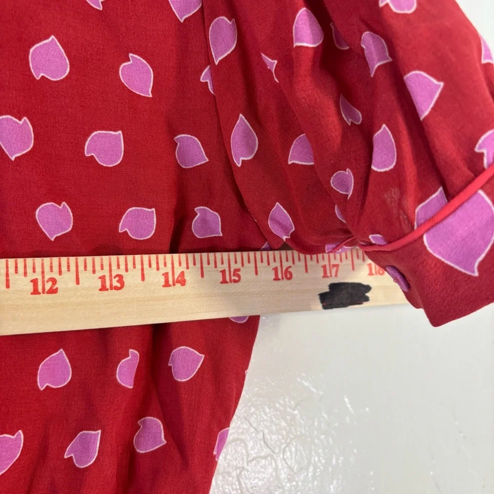 Diane Von Furstenberg Size 2 Candra Wrap Romper Short Sleeve Red Pink Polka Dot - Picture 9 of 10